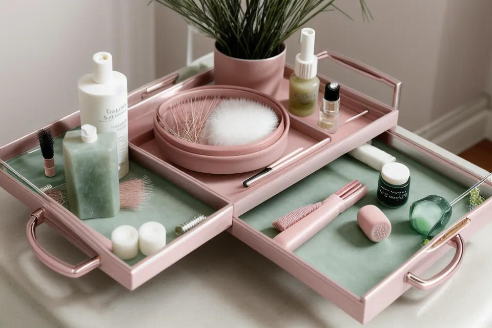 Estación de trabajo organizada de una lashista experta en un salón de belleza