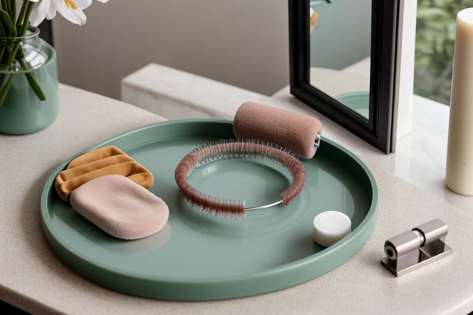 Primer plano de un espejo de inspección de 22mm reflejando extensiones de pestañas